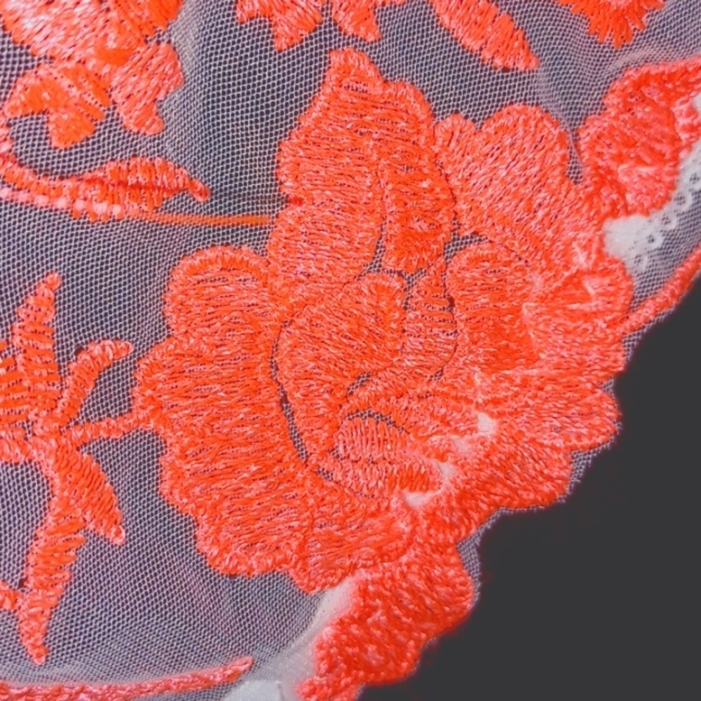 Cute sheer Neon orange bustier corset bustier top, Jr Sz S - Picture 6 of 7